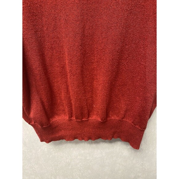 Michael Kors Red Shimmer Cowlneck S/S Sweater Size XL - Picture 4 of 7